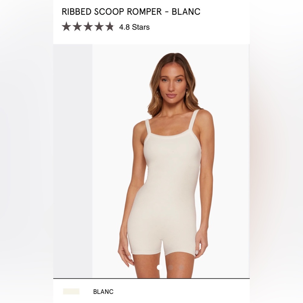 Set Active sold out ribbed scooped romper in blanc, size small. New with tags